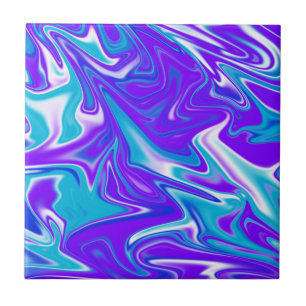 Celestial Waves: The Blue White and Purple Marble Ceramic Tile
