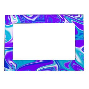 Celestial Waves: The Blue White and Purple Marble Magnetic Frame
