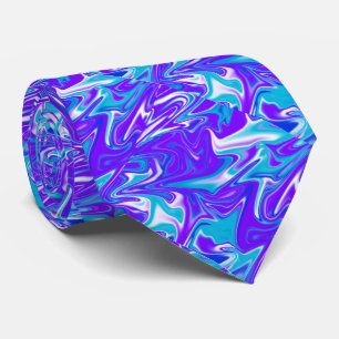 Celestial Waves: The Blue White and Purple Marble Neck Tie