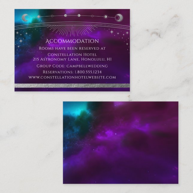 Celestial Wedding Accommodation Details Enclosure Card (Front/Back)