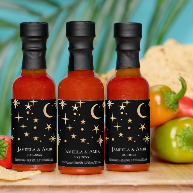 Celestial Wedding Black & Gold Hot Sauce Favors (Multi)