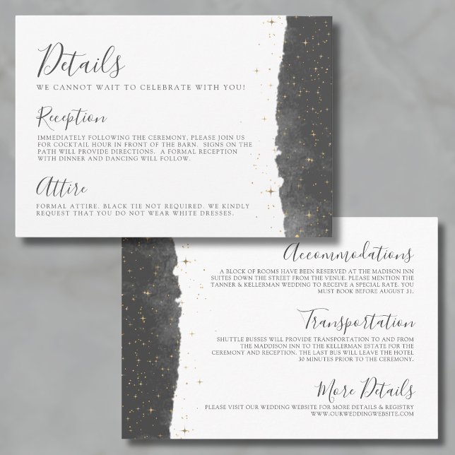 Celestial Wedding Details Enclosure Card (Watercolor Starry Night Details Celestial Wedding Enclosure Card)