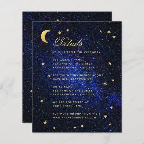 Celestial Wedding Details Gold Stars Budget Card