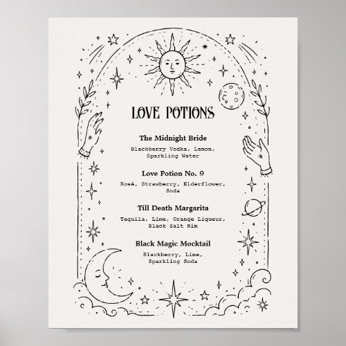 Celestial Wedding Drink Menu Poster