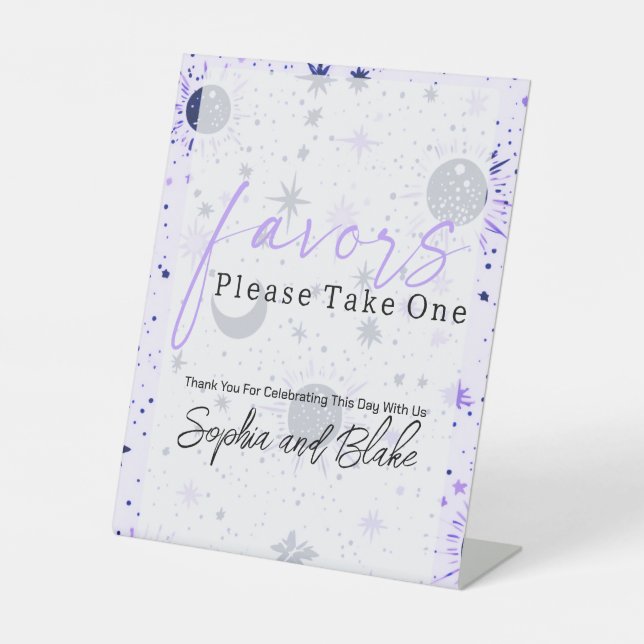 Celestial Wedding Favors Pedestal Sign (Front)