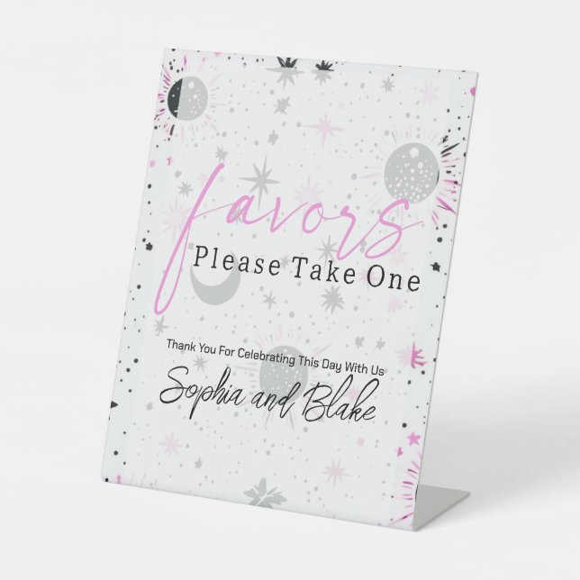 Celestial Wedding Favors Pedestal Sign (Front)