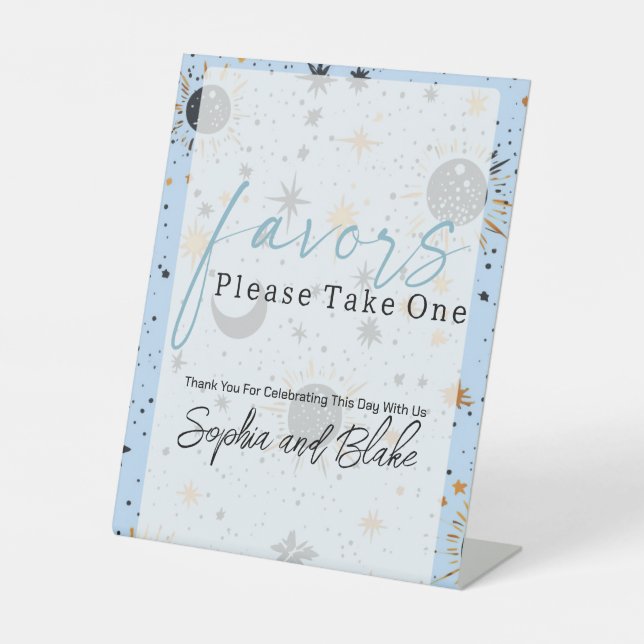 Celestial Wedding Favors Pedestal Sign (Front)