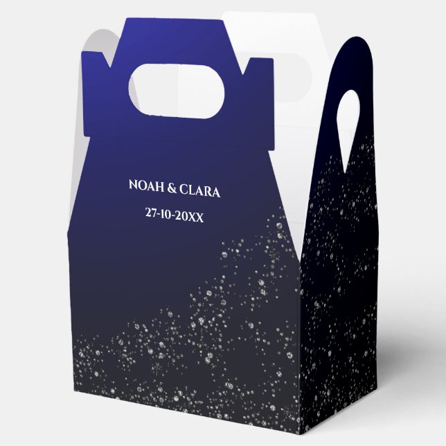 Celestial wedding Full Moon & Stars Midnight blue  Favor Boxes (Opened)