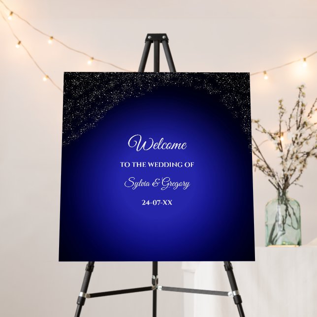Celestial wedding Full Moon & Stars Midnight blue Foam Board (In Situ (Stand))