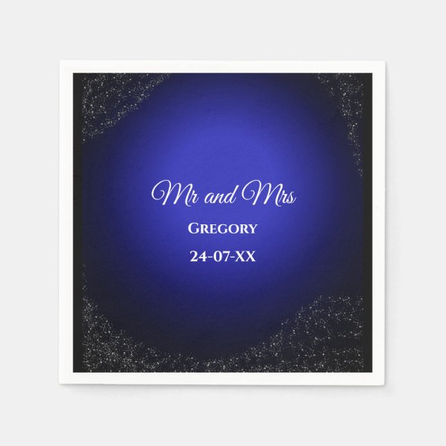 Celestial wedding Full Moon & Stars Midnight blue  Napkins (Front)