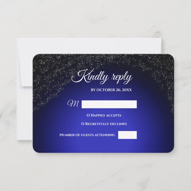 Celestial wedding Full Moon & Stars Midnight blue  RSVP Card (Front)