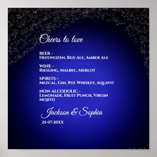 Celestial wedding Full Moon  Stars Midnight menu Poster