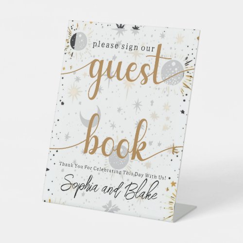 Celestial Wedding Guest Book Pedestal Sign