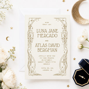 Celestial Wedding Invitation Art Deco