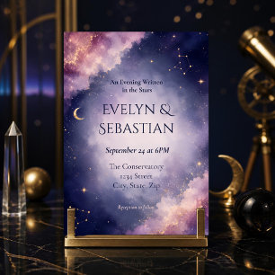Celestial Wedding Invitation   Watercolor Galaxy