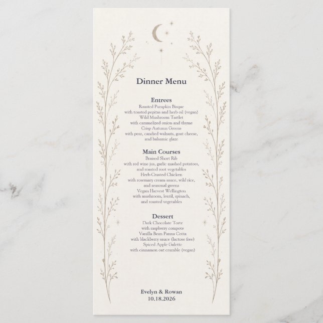 Celestial Wedding Menu Card (Front)