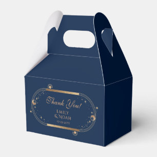 Celestial Wedding Navy Gold Sun Moon Stars Favor Boxes