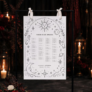 Celestial Wedding Seating Chart Alphabetical Foam Board