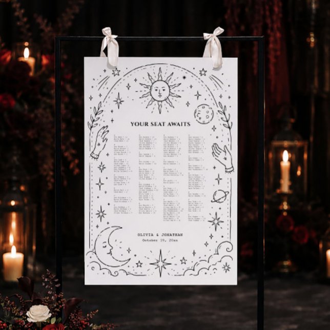 Celestial Wedding Seating Chart Alphabetical  Foam Board (Creator Uploaded)