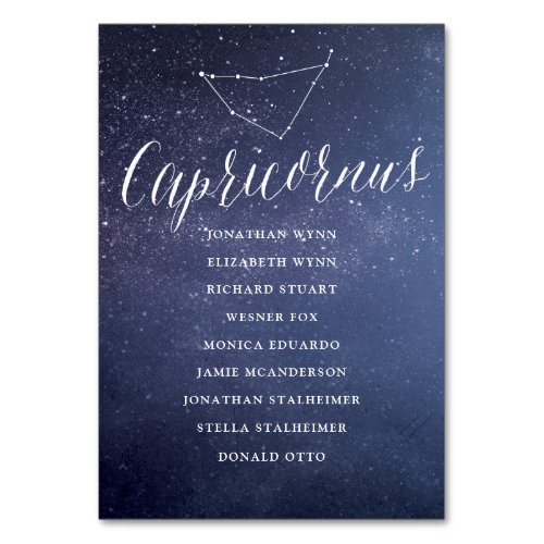 Celestial Wedding Seating Chart Card Capricornus