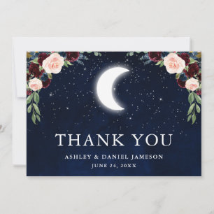 Celestial Wedding Sky Moon Stars Floral Thank You Card