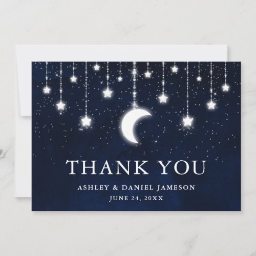 Celestial Wedding Sky Moon Stars Lights Thank You Card