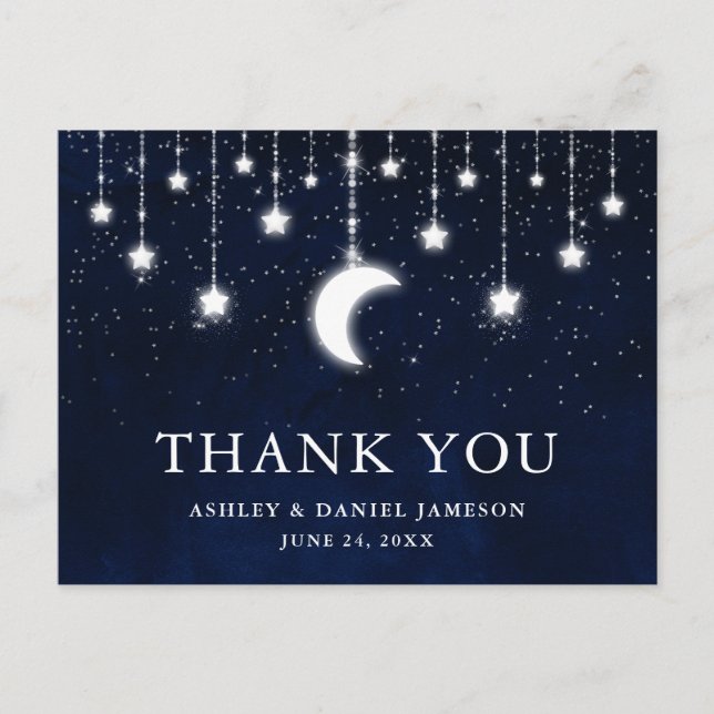 Celestial Wedding Sky Moon Stars Lights Thank You Postcard (Front)