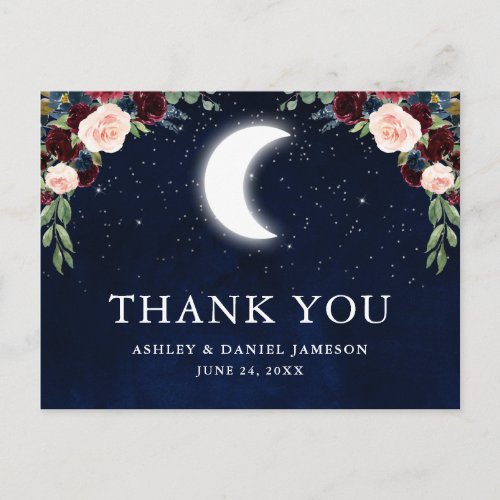 Celestial Wedding Sky Moon Stars Thank You Postcard
