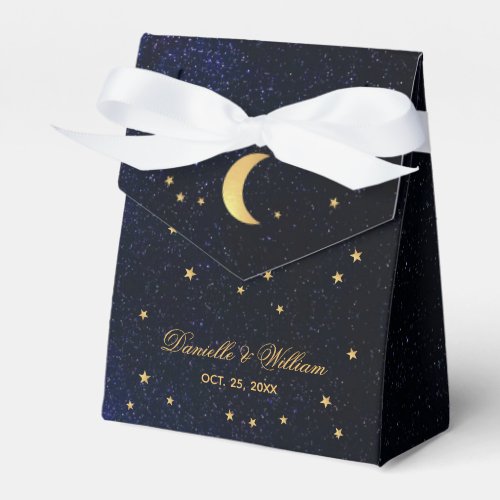 Celestial Wedding Starry Night Blue Sky Gold Stars Favor Boxes