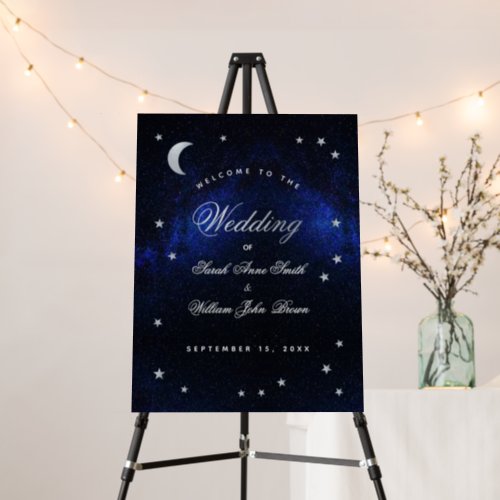 Celestial Wedding Stars Moon Night Sky Welcome  Foam Board