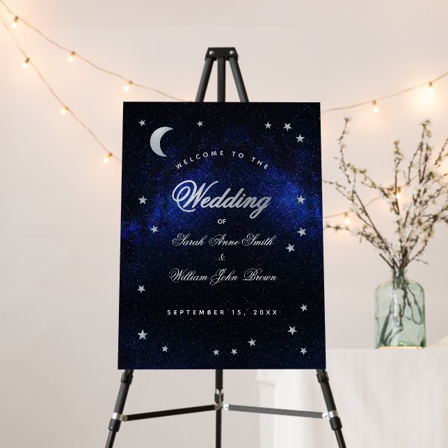 Celestial Wedding Stars Moon Night Sky Welcome  Foam Board (In Situ (Stand))