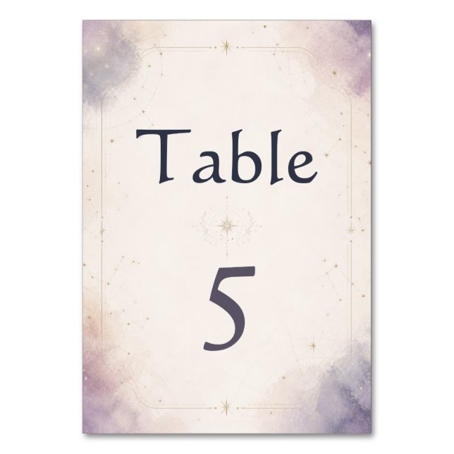 Celestial Wedding Table Number Card (Front)
