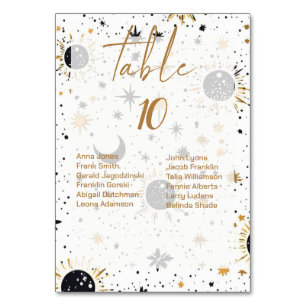 Celestial Wedding Table Numbers With Guest Names