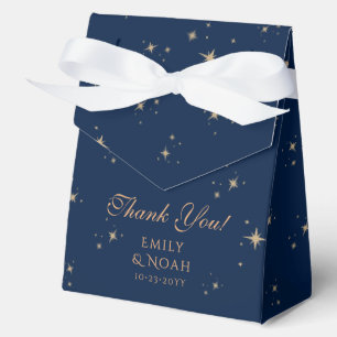 Celestial Wedding Thank You Navy Gold Stars Favor Boxes