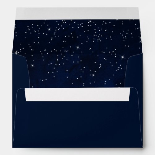 Celestial Wedding Watercolor Blue Sky and Stars Envelope