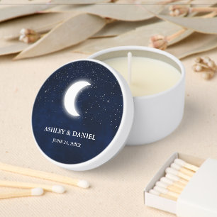 Celestial Wedding Watercolor Blue Sky Moon Stars Mini Candle Favors