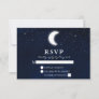 Celestial Wedding Watercolor Blue Sky Moon Stars RSVP Card