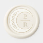 Celestial Wedding Wax Seal Sticker<br><div class="desc">Elevate your invitations with the regal touch of the "Celestial Wedding Wax Seal Sticker." Against a pristine white backdrop, the golden wax seal, adorned with the stylishly simple customizable initials of the couple, becomes a celestial insignia. Moon phases delicately woven into the design symbolize the sealing of your celestial union....</div>