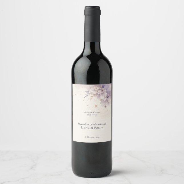 Celestial Wedding Wine Bottle Label (Front)