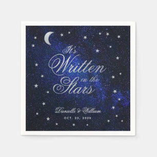 Celestial Wedding Written in The Stars & Moon Blue Napkins