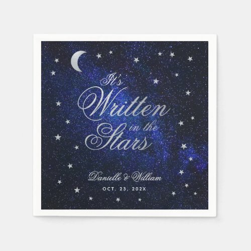 Celestial Wedding Written in The Stars  Moon Blue Napkins