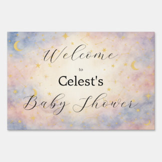 Celestial Welcome Sign Gold Stars & Moons