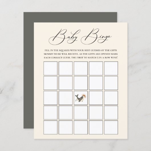 Celestial Whale Theme Baby Bingo Game (Front/Back)