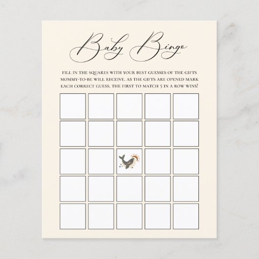Celestial Whale Theme Baby Bingo Game (Front)