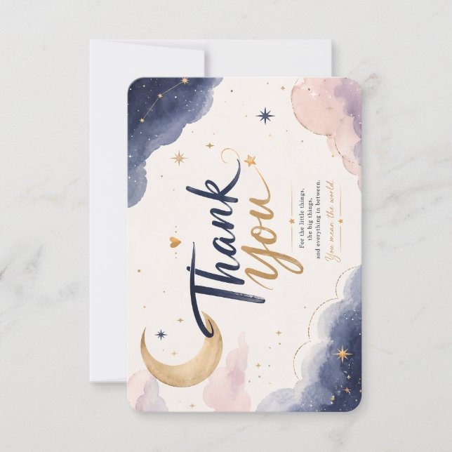 Celestial, whimsical Thank You Card (Front)