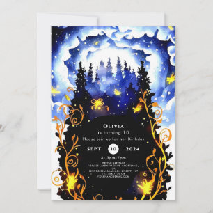 Celestial Whimsical Woodland Birthday Invitation