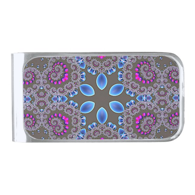 Celestial Whirl Silver Finish Money Clip (Front)