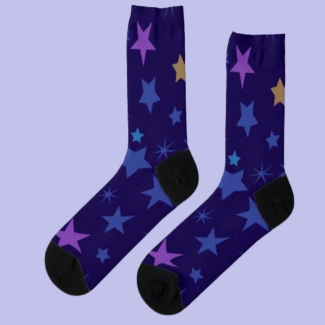 Celestial Whispers Crew Socks – Colorful Stars (Creator Uploaded)