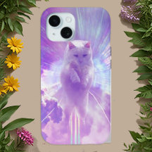 Celestial White Cat – Dreamy & Vibrant Art