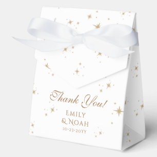 Celestial White Gold Sun Moon Astronomy Wedding Favor Boxes